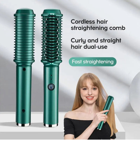 Dual-Purpose Electric Hair Comb for Curling & Straightening